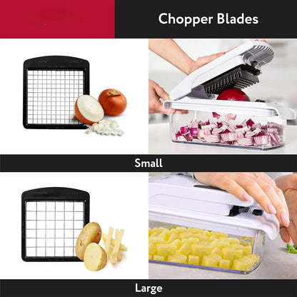 Vegetable Spiral Chopper with Container – Kitchen Food Cutter Gadget