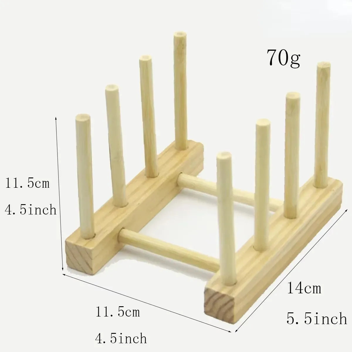 Wooden Dish Drying Rack Kitchen Organizer for Plates, Cups, and Pot Lids