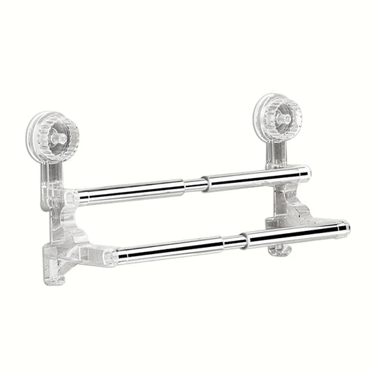 Double-Layer Suction Wall-Mounted Towel Rack 56–94 cm – Non-Drill Bathroom Storage