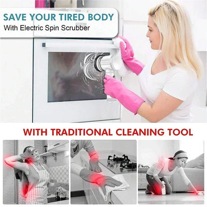 5-in-1 Electric Spin Scrubber with 5 Replaceable Brush Heads for Bathroom Cleaning