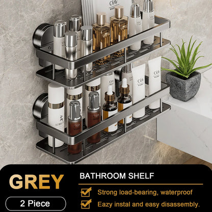 No-Drill Suction Cup Bathroom & Kitchen Storage Shelf