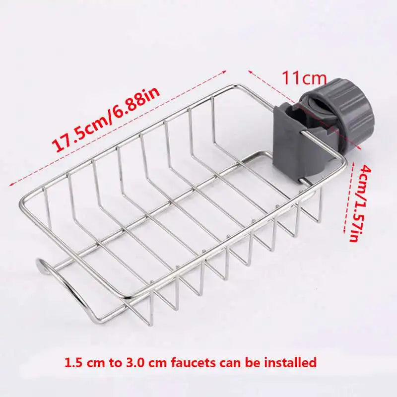 Stainless Steel Kitchen & Bathroom Organizer – Sponge, Soap, and Towel Rack