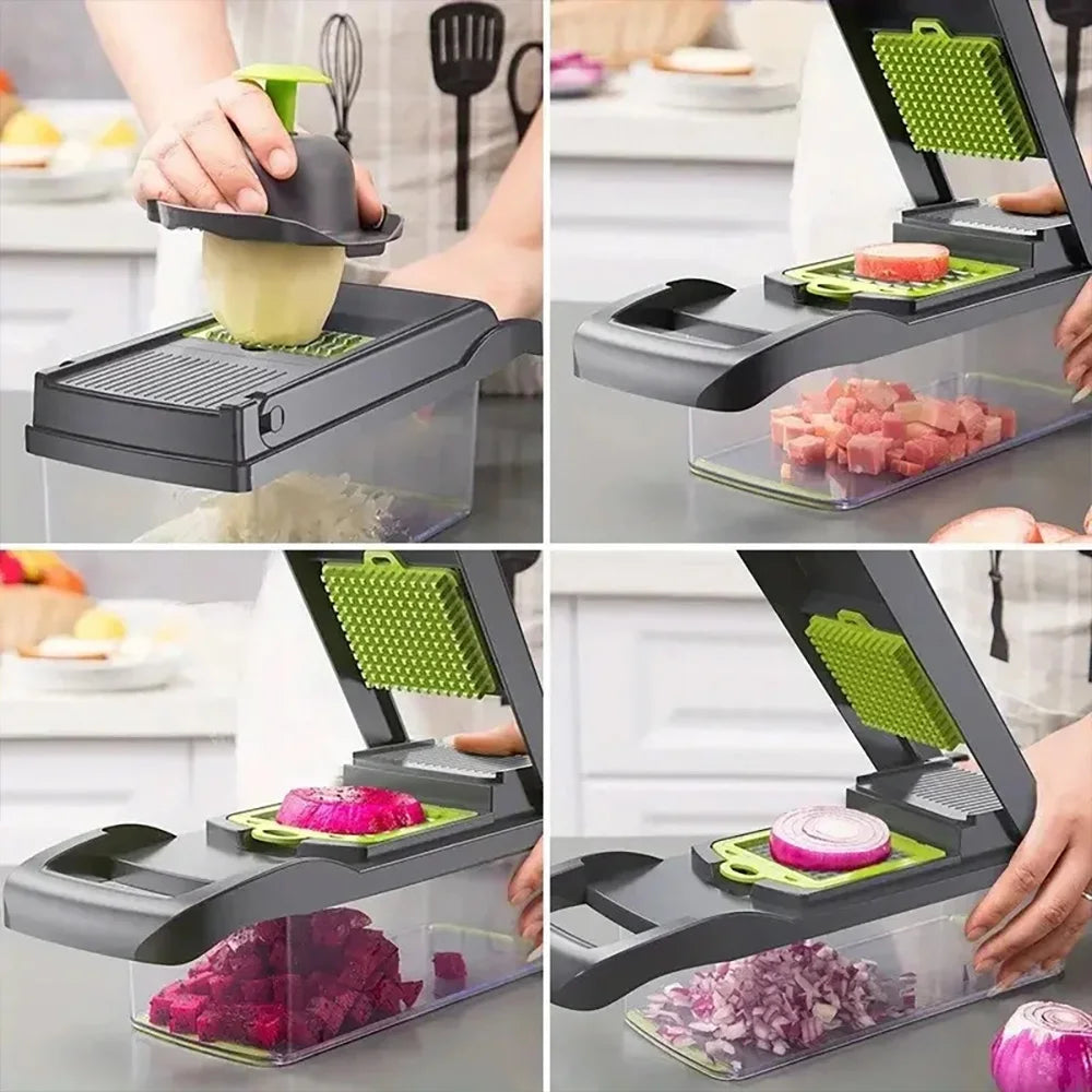 16-in-1 Multifunctional Vegetable Chopper & Slicer with Grater, Peeler, and Egg Separator