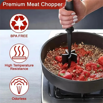 Kitchen Meat Masher & Chopper – Non-Stick Gadget