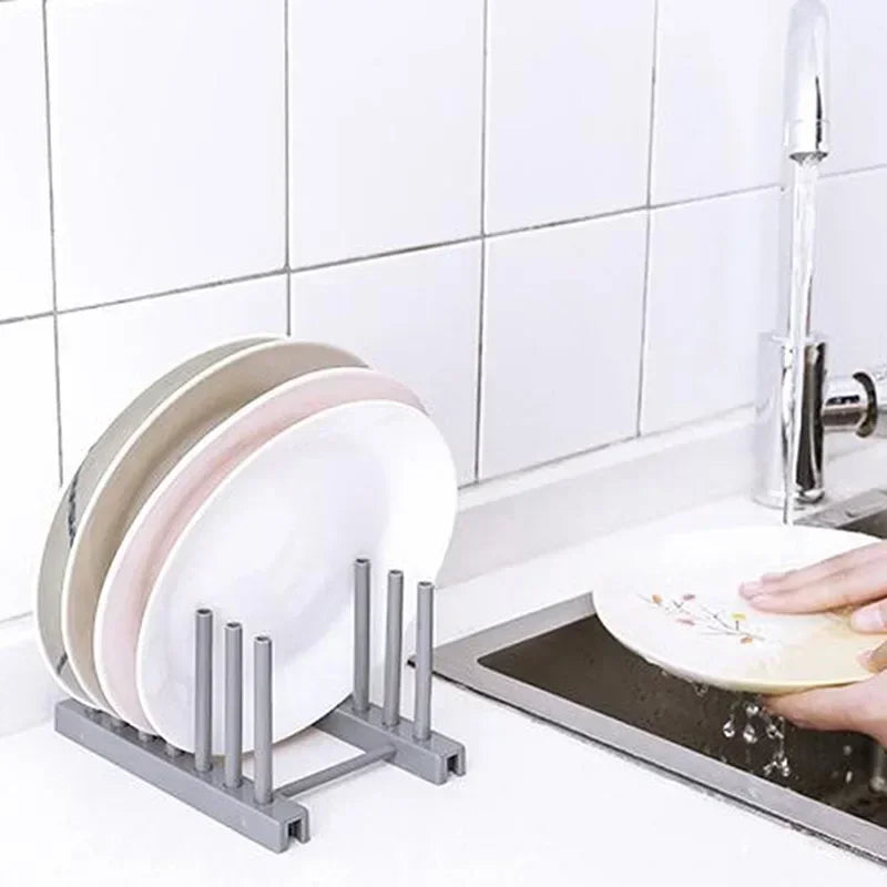 Wooden Dish Drying Rack Kitchen Organizer for Plates, Cups, and Pot Lids