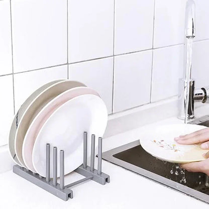 Wooden Dish Drying Rack Kitchen Organizer for Plates, Cups, and Pot Lids