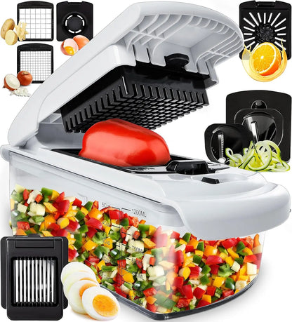 Vegetable Spiral Chopper with Container – Kitchen Food Cutter Gadget