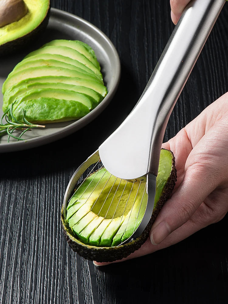 Stainless Steel Avocado & Fruit Cutter – Kitchen Gadget for Easy Slicing