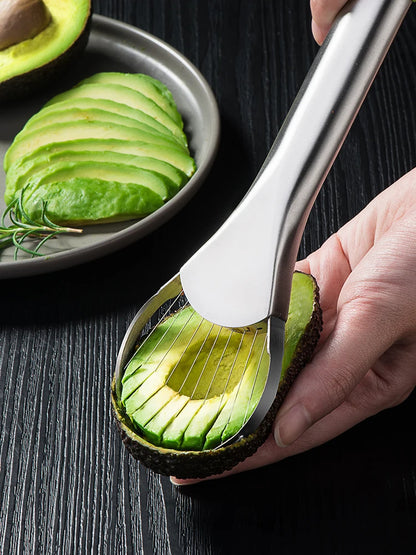 Stainless Steel Avocado & Fruit Cutter – Kitchen Gadget for Easy Slicing