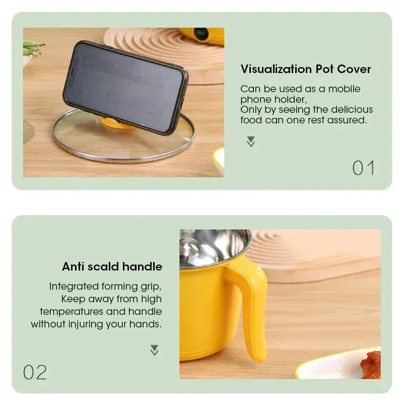 Portable 1.8L Electric Hot Pot for Dorm Cooking - Yellow Color
