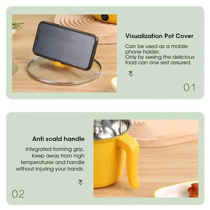 Portable 1.8L Electric Hot Pot for Dorm Cooking - Yellow Color