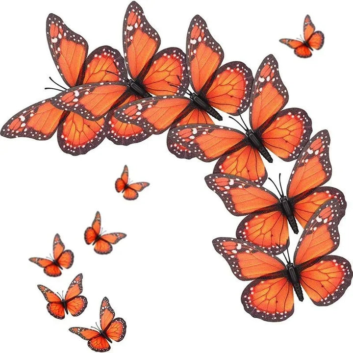 New 10Pcs 4.72 In Monarch Butterfly Decoration Stickers Fake Butterflies for Crafts Artificial Wall 3D Home Decor
