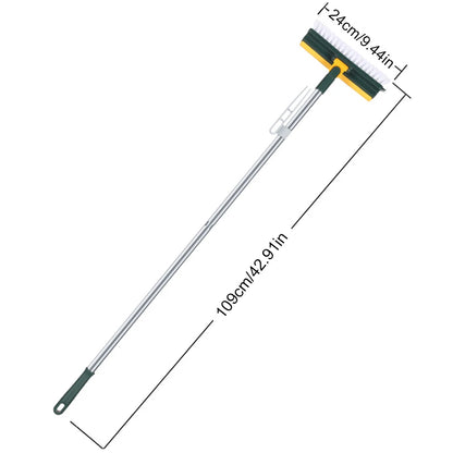 3-in-1 Floor & Tile Scrub Brush with Scraper and Long Handle