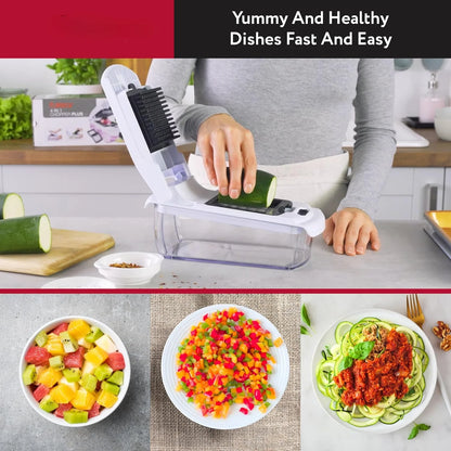 Vegetable Spiral Chopper with Container – Kitchen Food Cutter Gadget