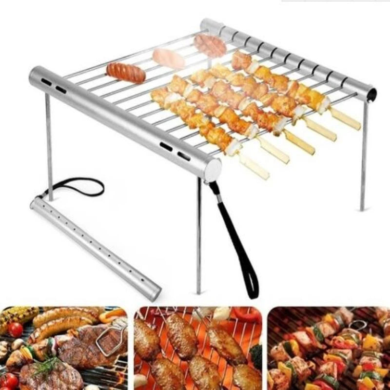 Folding Portable Stainless Steel Mini BBQ Grill for Home & Outdoor Use