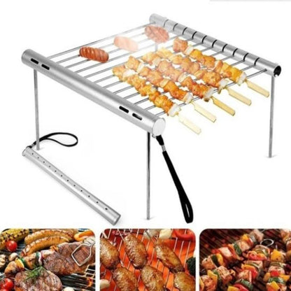 Folding Portable Stainless Steel Mini BBQ Grill for Home & Outdoor Use