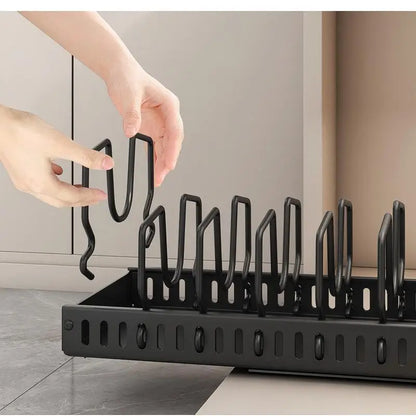 Under-Cabinet Sliding Pot & Pan Organizer with Lid Holder