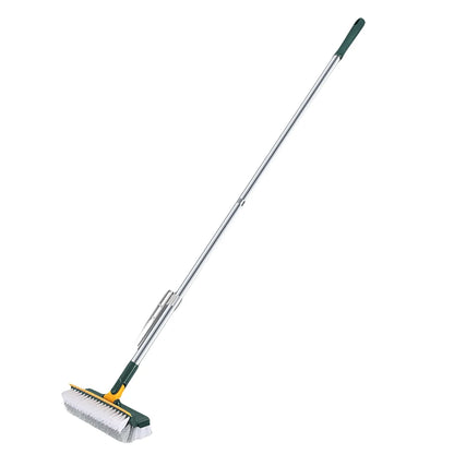 3-in-1 Floor & Tile Scrub Brush with Scraper and Long Handle