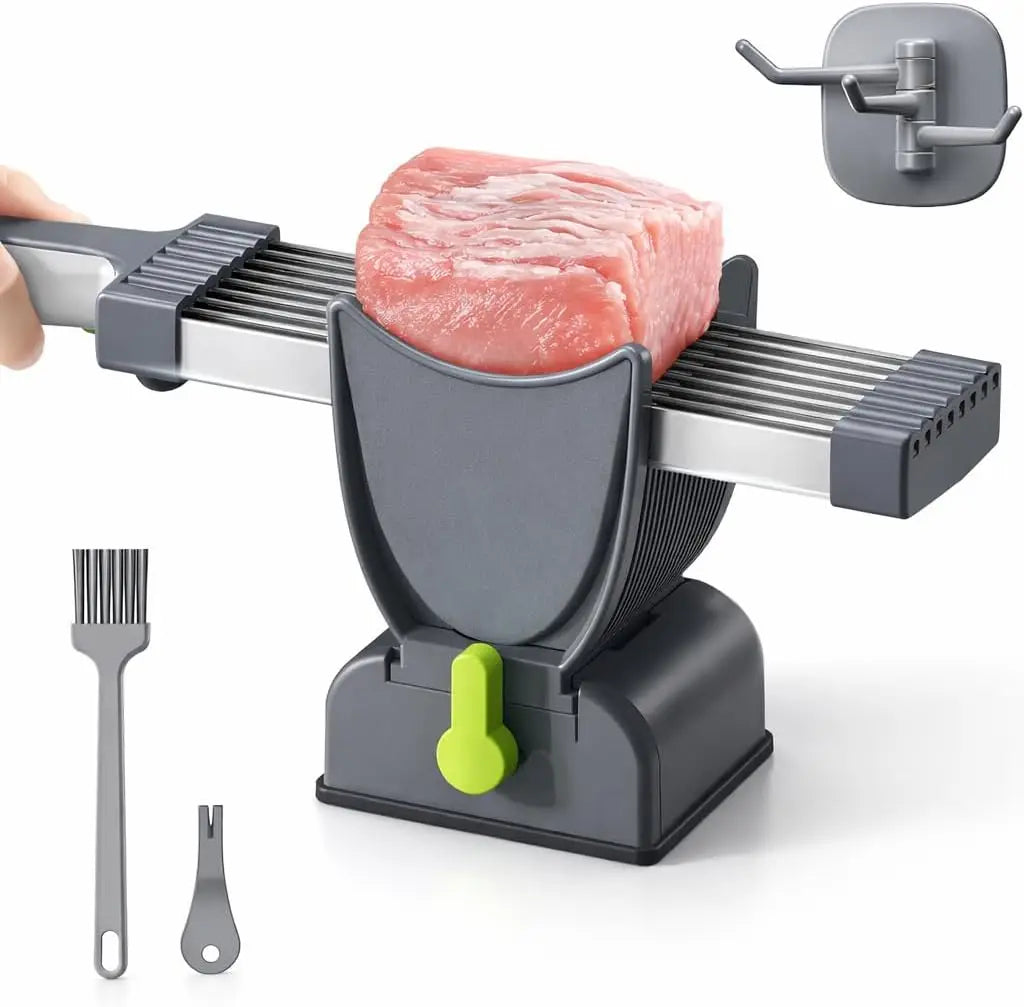 Manual Stainless Steel Meat Slicer with Adjustable Thickness Multi-Blade Cutter