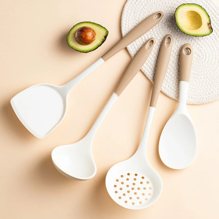 4Pcs Silicone Cooking Utensils Set Heat-resisting Kitchenware For Kitchen Non-stick Cooking Tools Set Spatula Shovel Rice Spoon