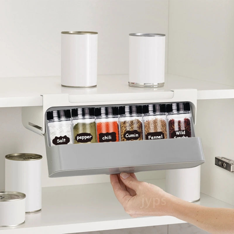 Self-Adhesive Wall-Mount Spice Rack for Kitchen Storage