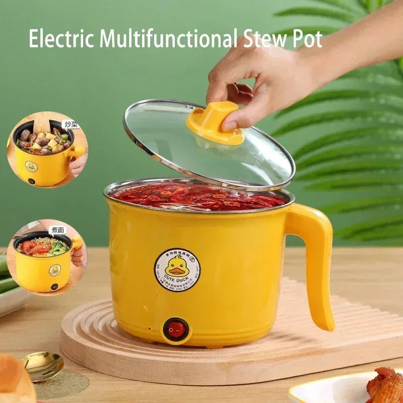 Portable 1.8L Electric Hot Pot for Dorm Cooking - Yellow Color