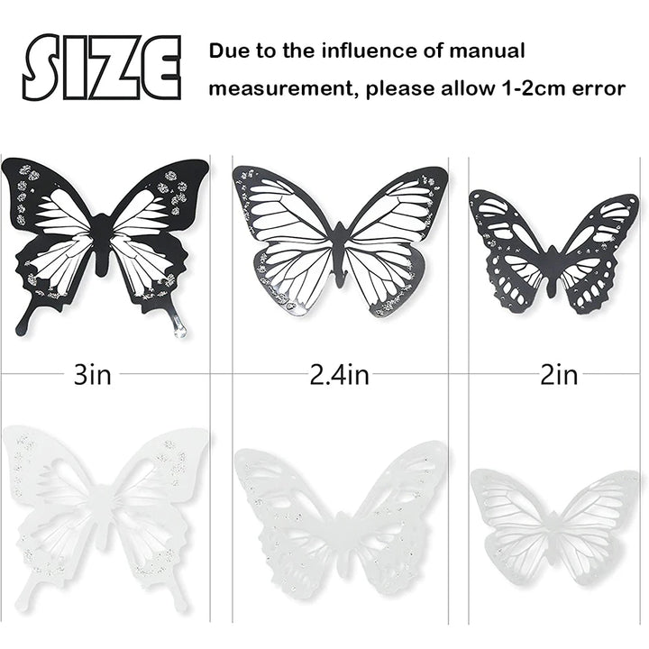 18Pcs Black White Butterfly Wall Stickers Decor 3D Removable Glitter Butterflies Home Decoration Wedding Living Room Ornaments