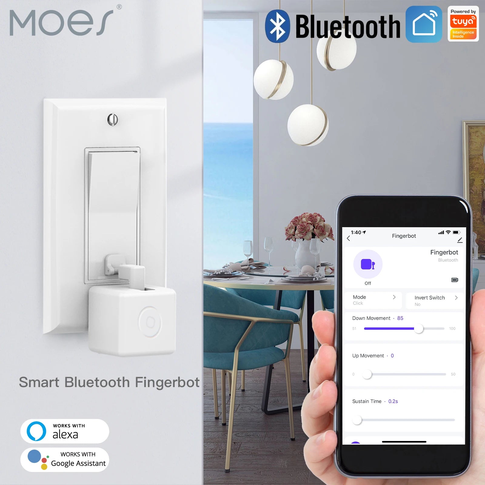 Moes Tuya Fingerbot Button Pusher New Bluetooth finger robot Smart Life App automatic switch Voice Control Alexa Google Home