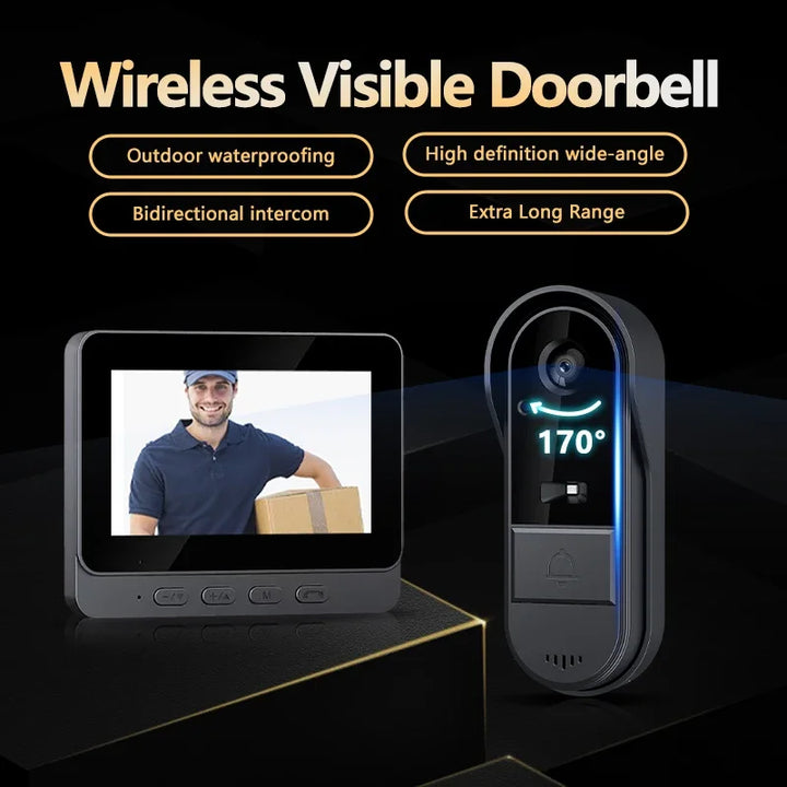 Wireless intercom Doorbell HD Night Vision 4.3in lPs screen Waterproof Visual Doorbell camera smart Home security Video By Bell