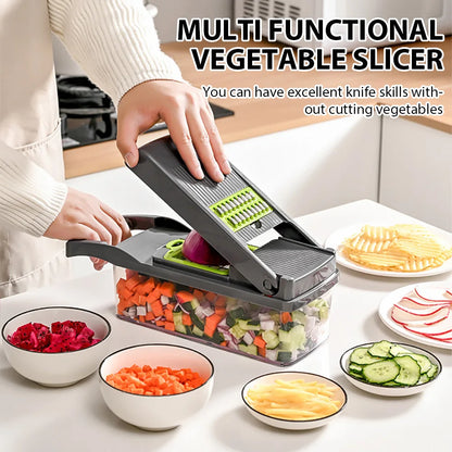 16-in-1 Multifunctional Vegetable Chopper & Slicer with Grater, Peeler, and Egg Separator