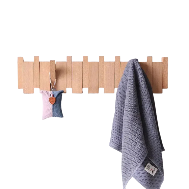 Wall-Mounted Black Walnut Coat Rack with Hooks