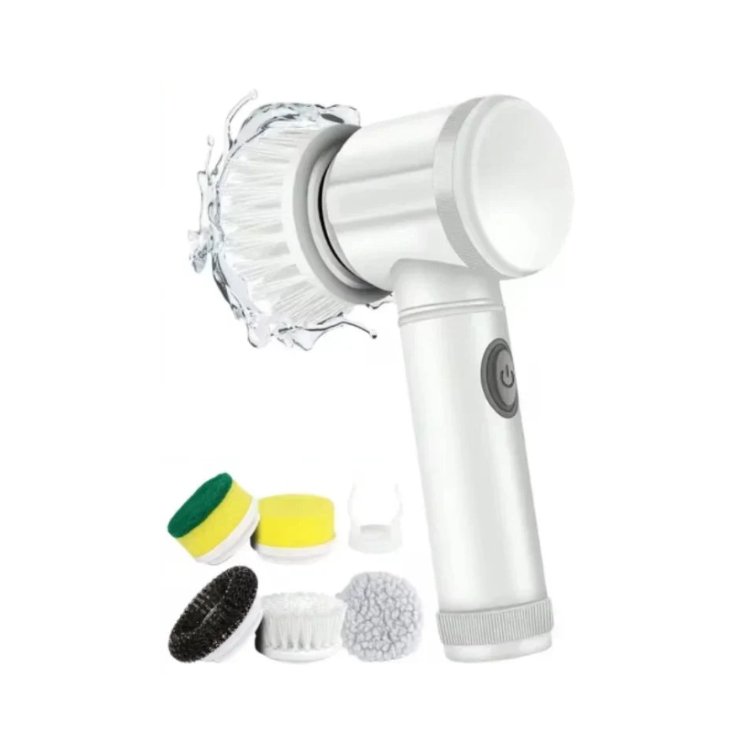 5-in-1 Electric Spin Scrubber with 5 Replaceable Brush Heads for Bathroom Cleaning