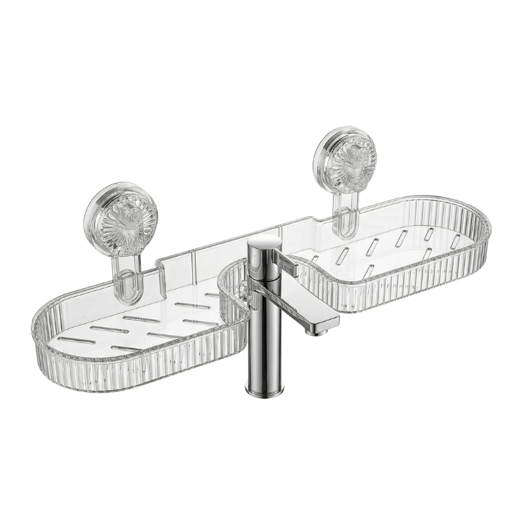 Wall-Mounted Suction Cup Storage Rack – No-Drill Bathroom & Washbasin Organizer