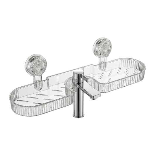 Wall-Mounted Suction Cup Storage Rack – No-Drill Bathroom & Washbasin Organizer